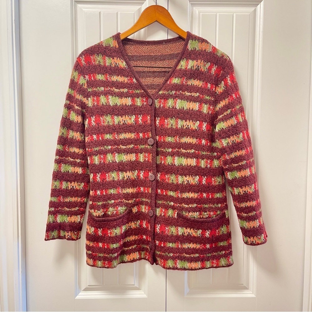 Missoni Sport Vintage Wool Mohair Knit Cardigan Burgundy